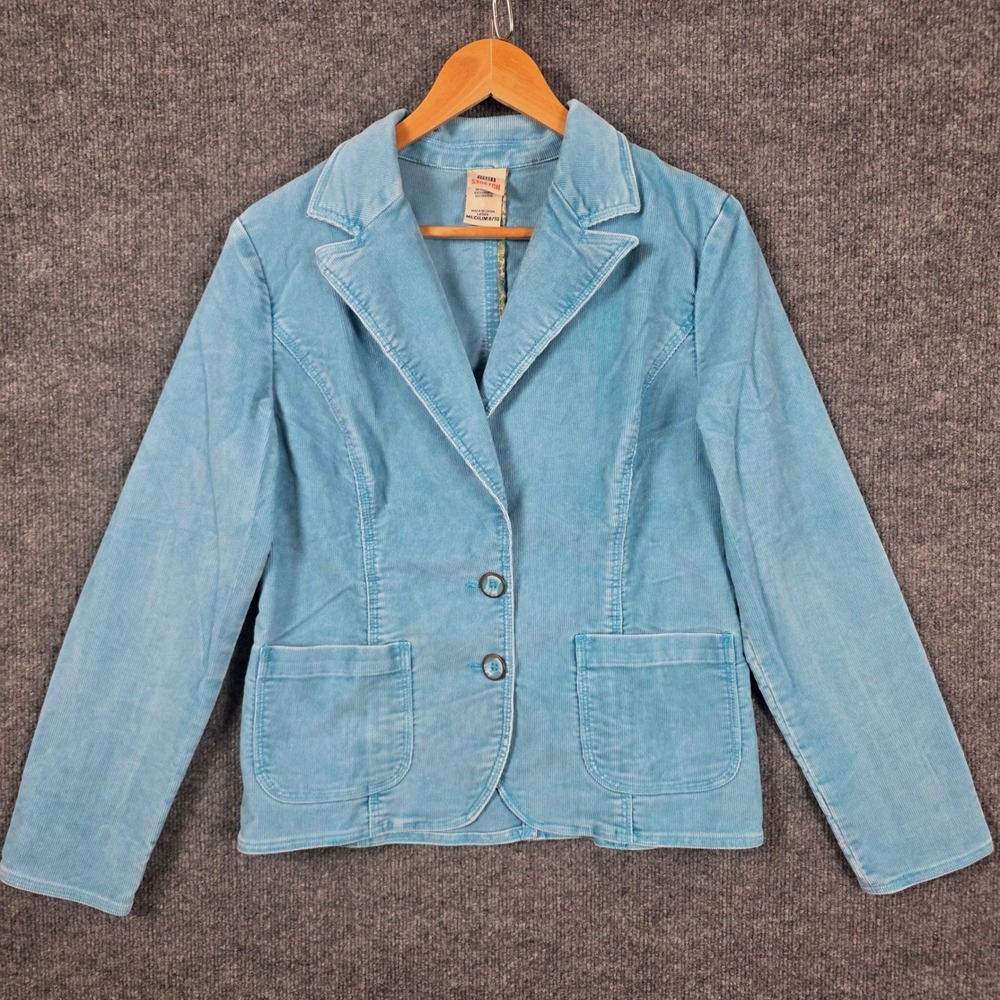 Faded Glory Vintage Y2K Jacket M Light Blue Corduroy Stretch Blazer Boho Preppy